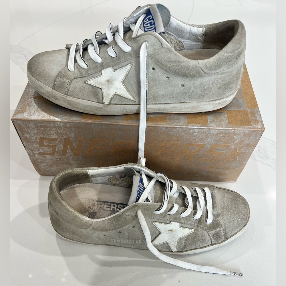 Golden Goose Superstar Sneakers, Size 38.  Ice Suede